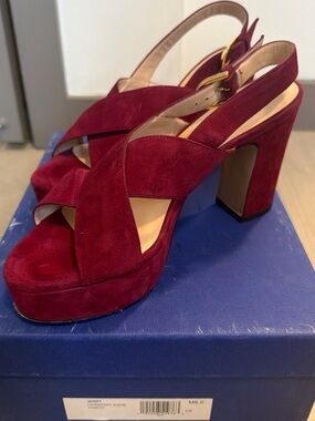 Women’s Red Suede Platform Slingback Heels